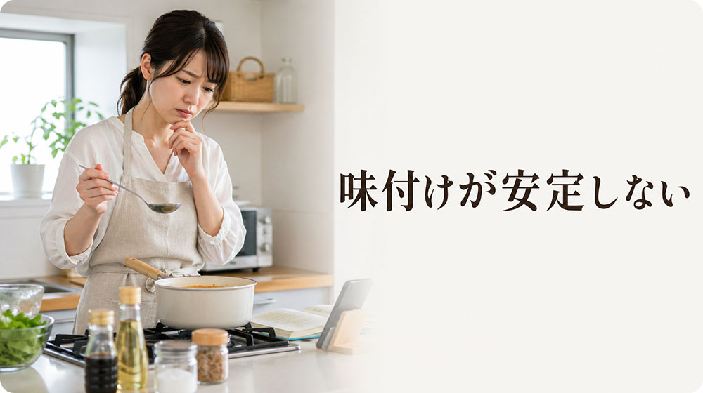 ② 味見のタイミングがわからず味付けが安定しない