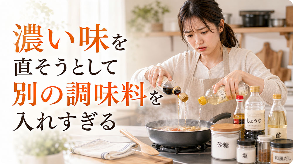 濃い味を直そうとして別の調味料を入れすぎる