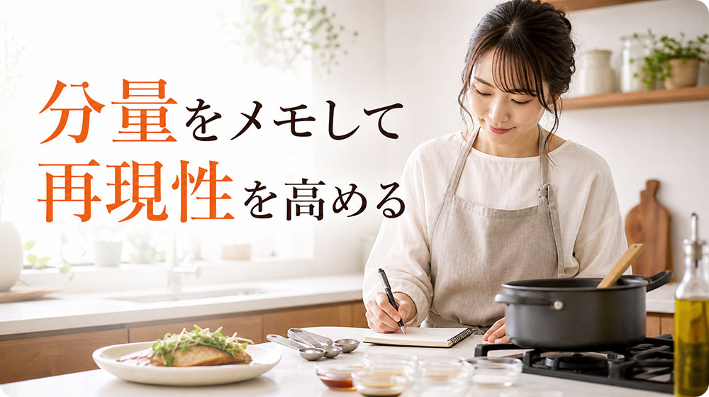 おいしくできた分量をメモして再現性を高める