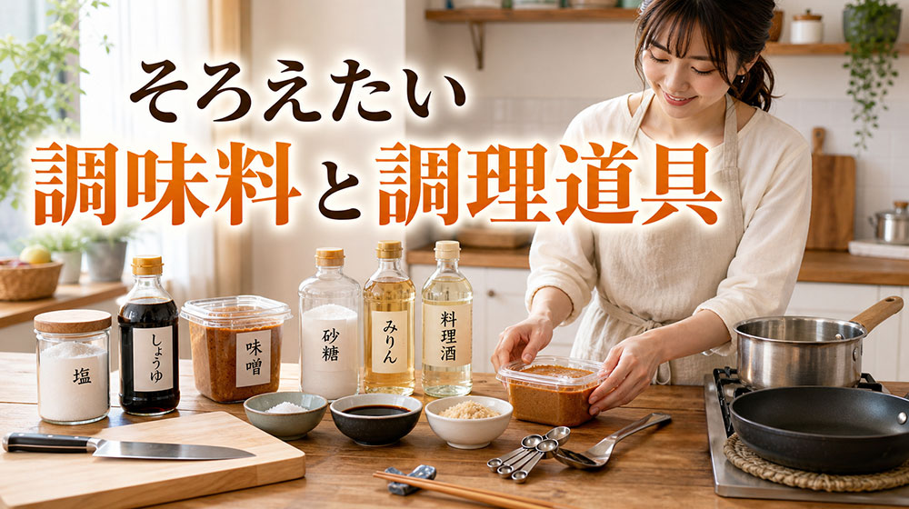 家庭料理でそろえたい調味料と調理道具
