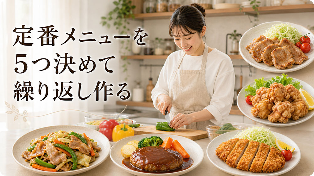 まずは定番メニューを5つ決めて繰り返し作る