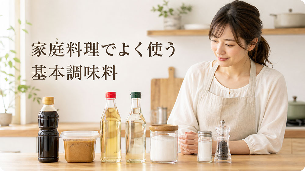 家庭料理でよく使う基本調味料