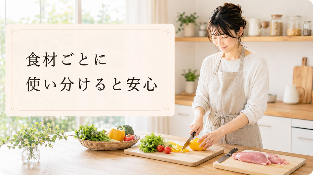 まな板や包丁は食材ごとに使い分けると安心