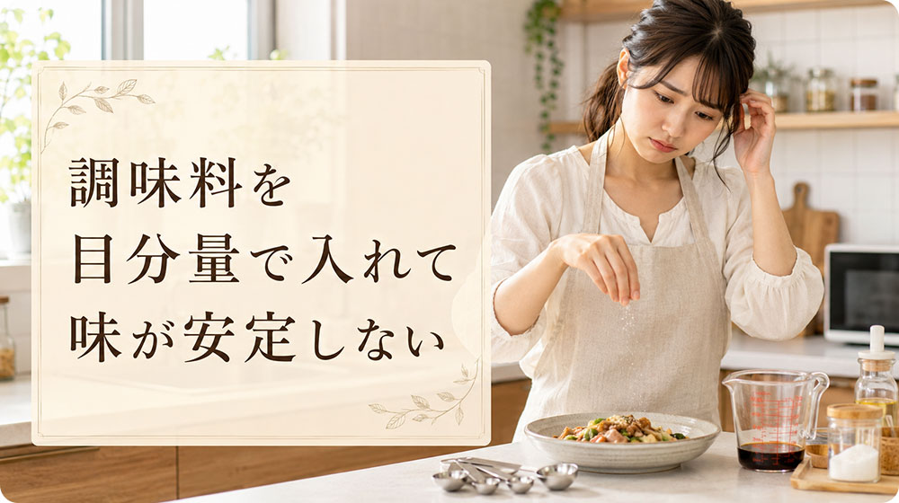 調味料を目分量で入れて味が安定しない