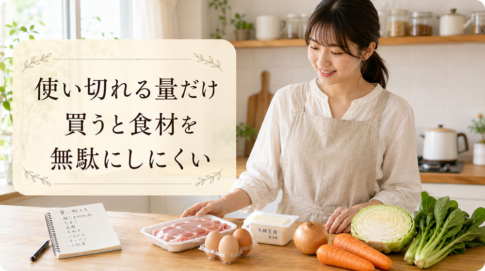 最初は使い切れる量だけ買うと食材を無駄にしにくい