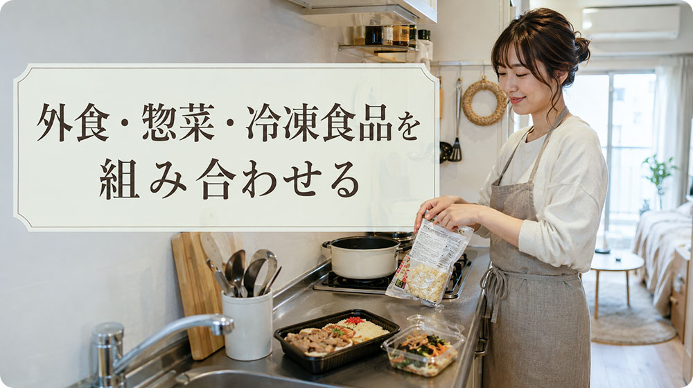 外食・惣菜・冷凍食品を組み合わせる