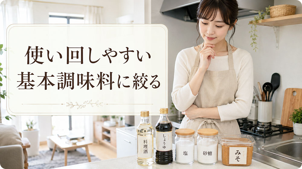 最初は使い回しやすい基本調味料に絞る