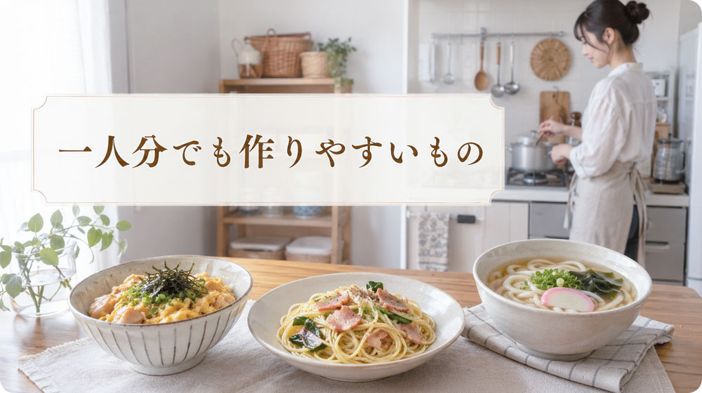 一人分でも作りやすい丼もの・パスタ・うどん