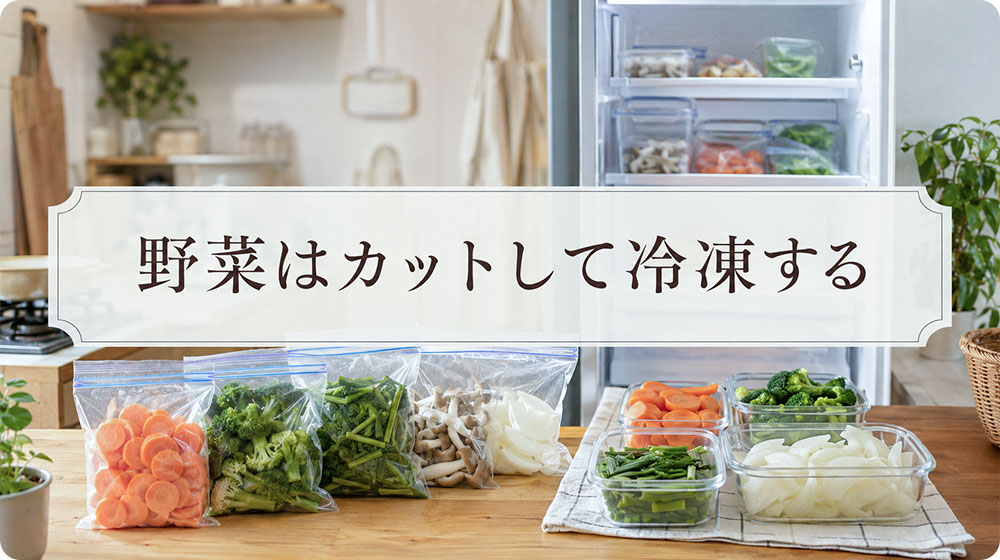 野菜はカットして冷凍すると使いやすい