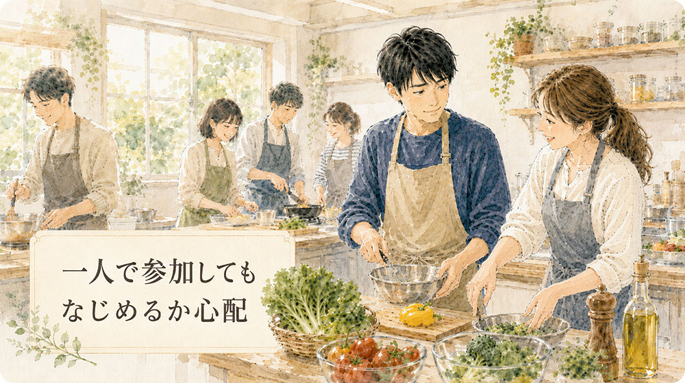 一人で参加してもなじめるか心配になる