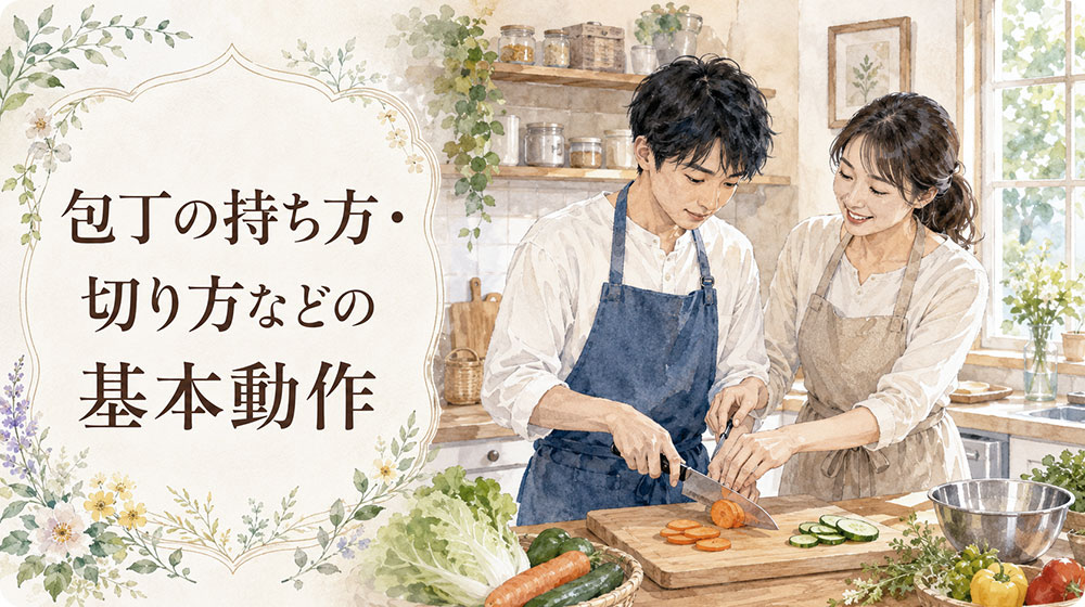 包丁の持ち方・切り方などの基本動作