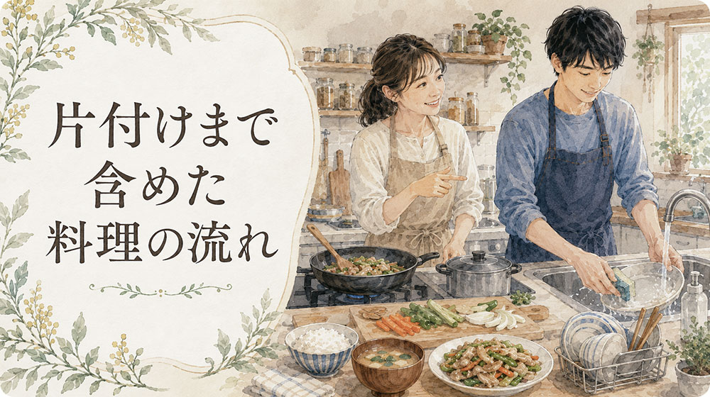 片付けまで含めた料理の流れ