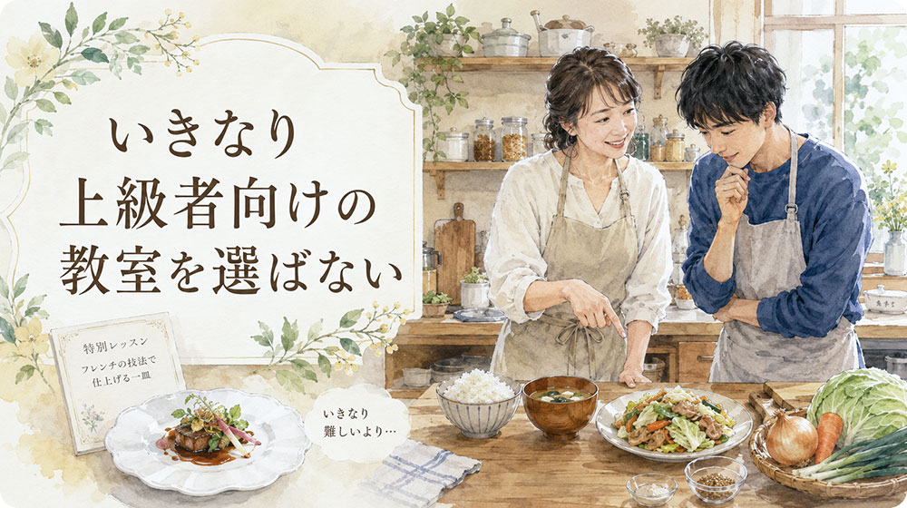 いきなり上級者向け・おしゃれ料理中心の教室を選ばない
