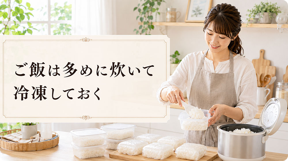 ご飯は多めに炊いて冷凍しておく