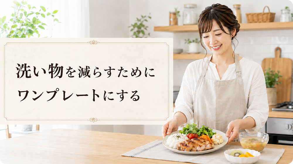 洗い物を減らすためにワンプレートにする