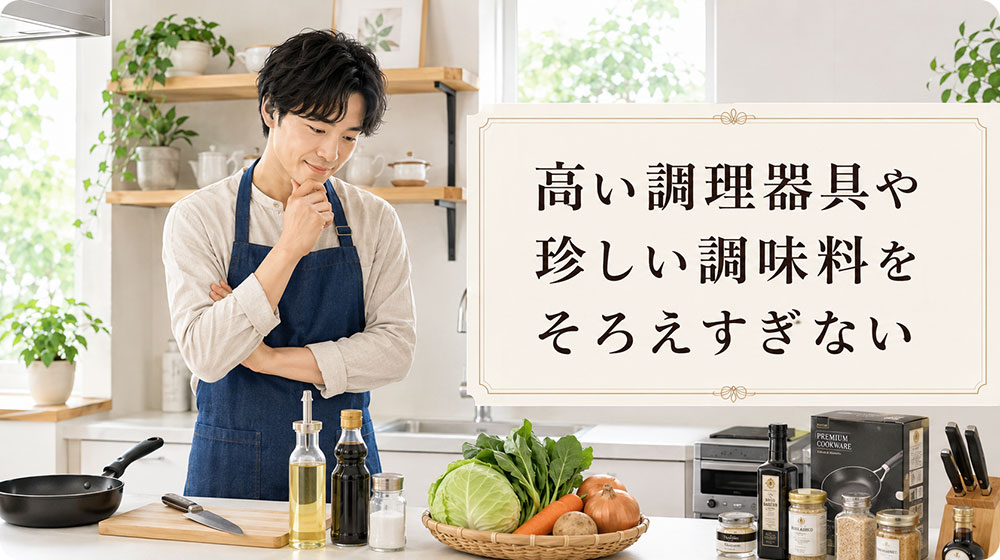 高い調理器具や珍しい調味料をそろえすぎない