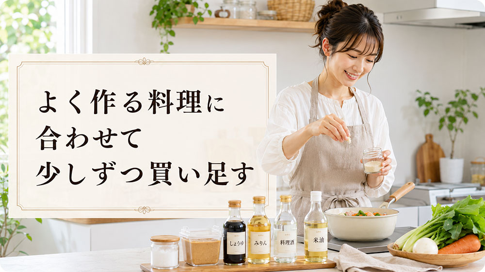 よく作る料理に合わせて少しずつ買い足す