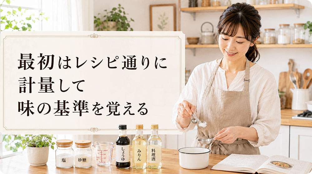 最初はレシピ通りに計量して味の基準を覚える