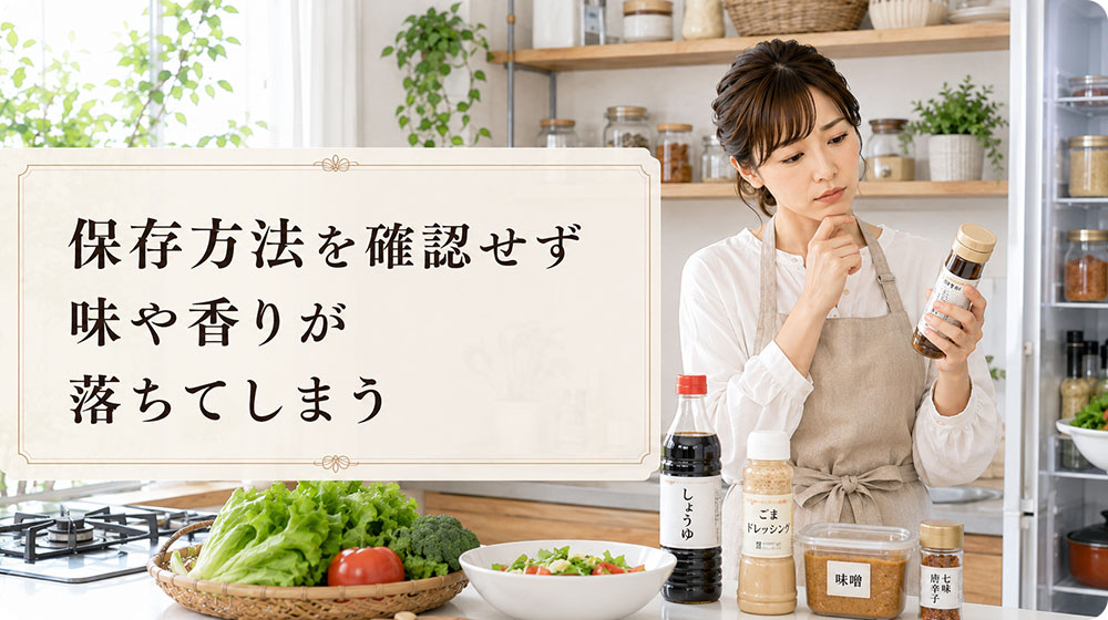保存方法を確認せず味や香りが落ちてしまう