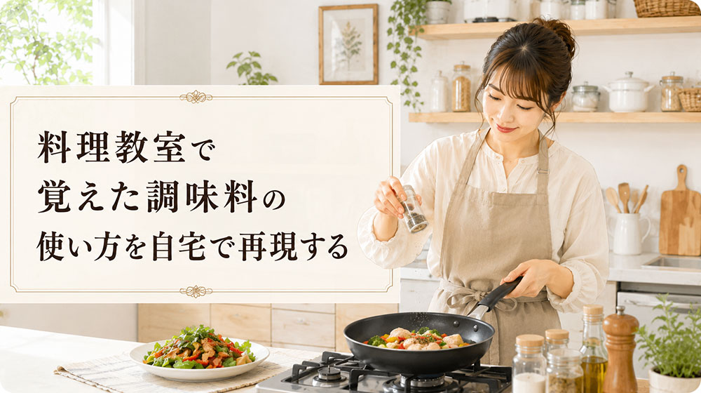 料理教室で覚えた調味料の使い方を自宅で再現すると身につきやすい