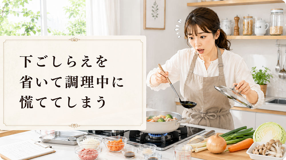 下ごしらえを省いて調理中に慌ててしまう