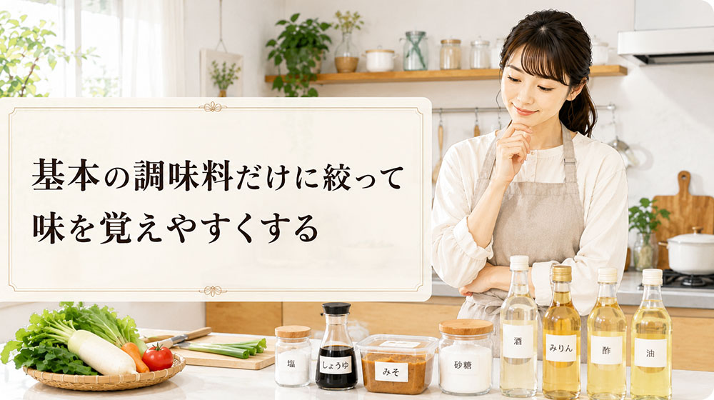 基本の調味料だけに絞って味を覚えやすくする