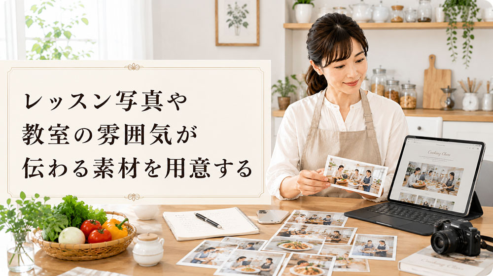 レッスン写真や教室の雰囲気が伝わる素材を用意する