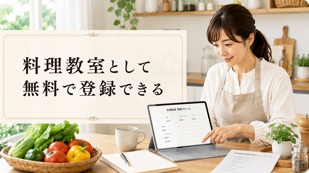料理教室として無料で登録できる
