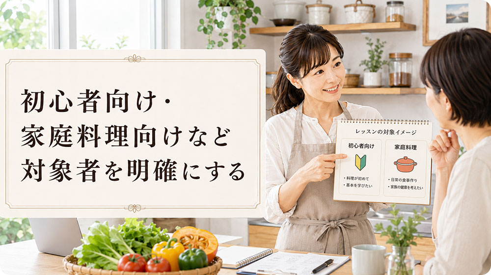 初心者向け・家庭料理向けなど対象者を明確にする